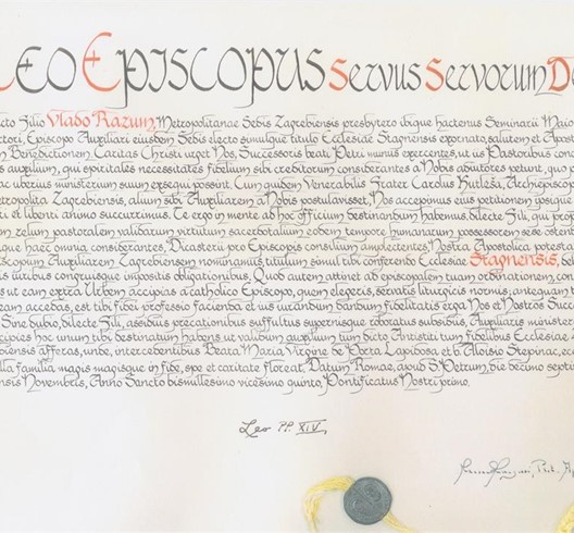 Bula imenovanja mons. Vlade Razuma pomoćnim biskupom zagrebačkim